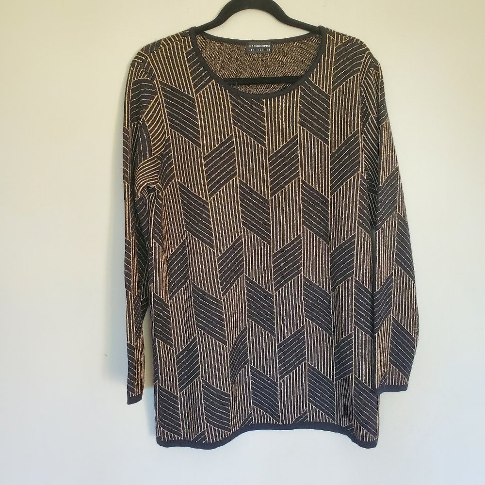Vintage Liz Claiborne black and gold sweater XL